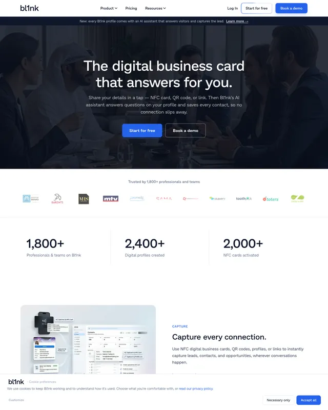 The bl1nk.co home page ReelMade read